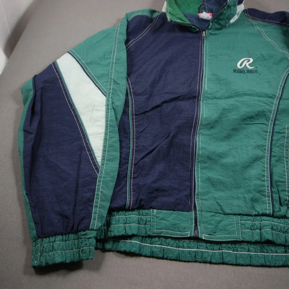 90s Rawlings Colorblock Vintage Crinkle Taffeta Men M Windbreaker Jacket Seattle